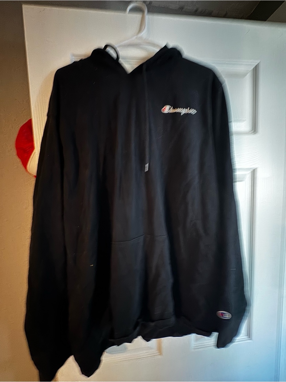 Champion Black Pullover Hoodie with Script Logo